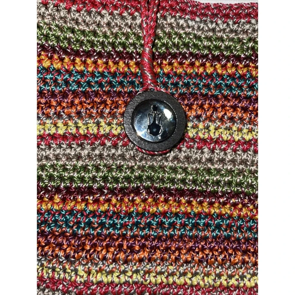 THE SAK Woven Crochet Shoulder Bag Y2K Striped Rainbow Hobo Bag Artsy Hippie